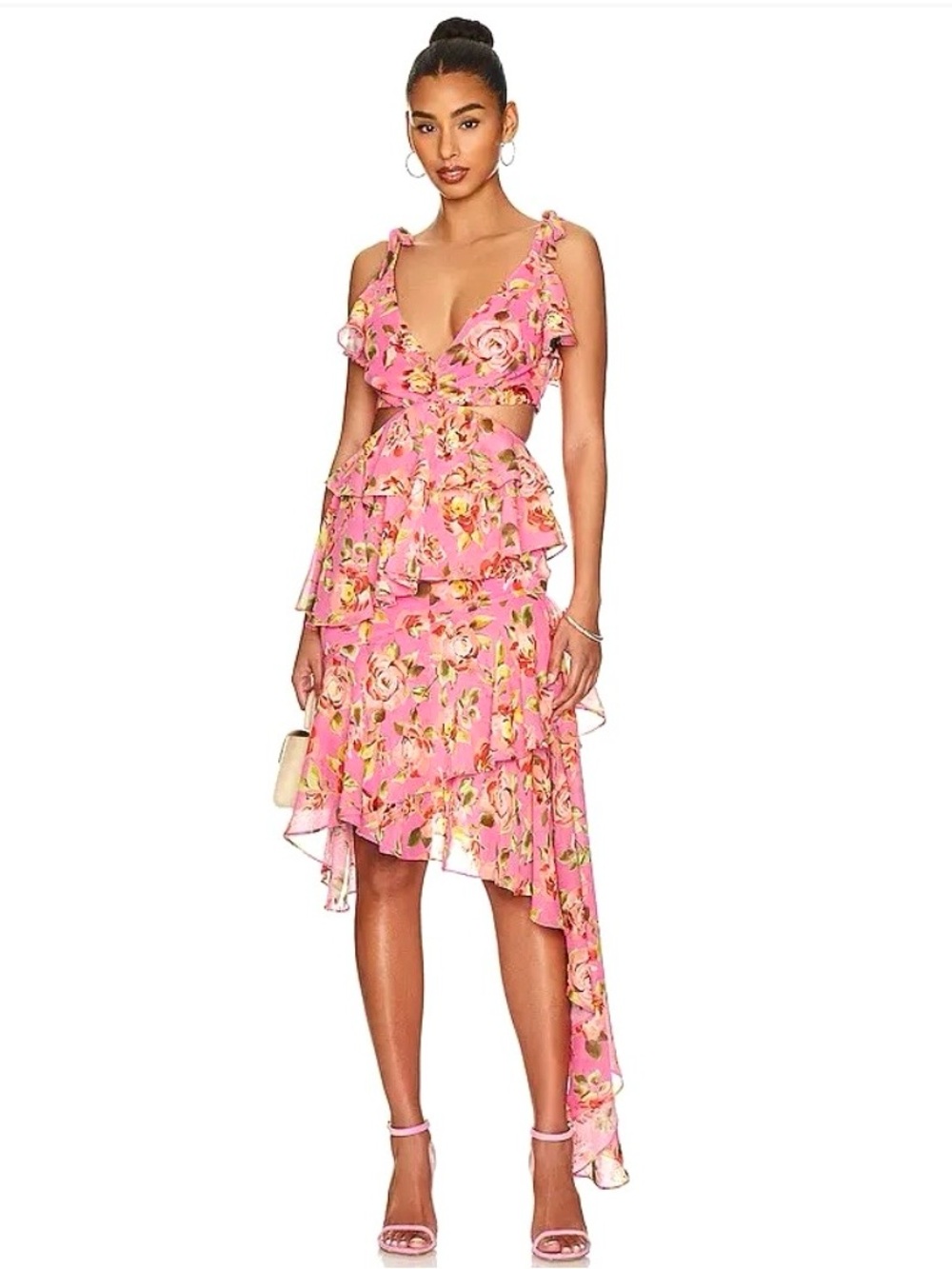 Majorelle Paloma Gown In Pink Sangria Sunset Womens Sz Xs Cutout Floral  Dress
